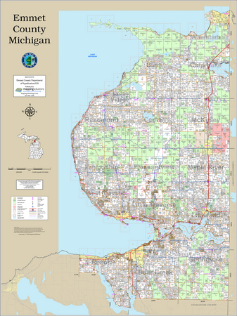 Emmet County Michigan 2026 Wall Map