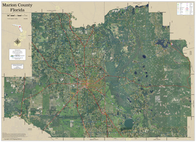 Marion County Florida 2019 Aerial Wall Map
