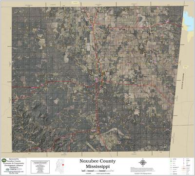 Noxubee County Mississippi 2026 Aerial Wall Map