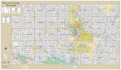 Marathon County Wisconsin 2025 Wall Map