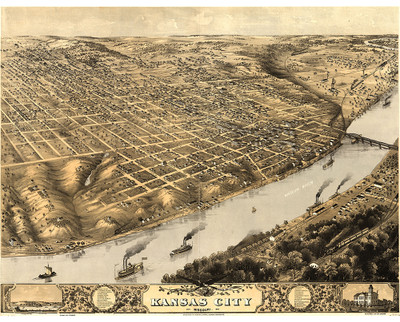 Kansas City,  Missouri 1869 Map