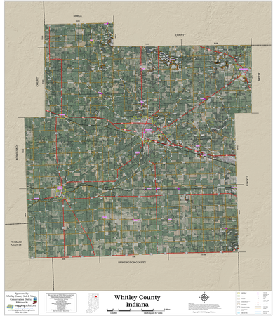 Whitley County Indiana 2026 Aerial Wall Map