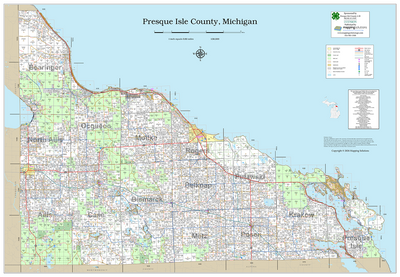 Presque Isle County Michigan 2026 Wall Map