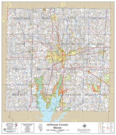 Jefferson County Illinois 2026 Wall Map