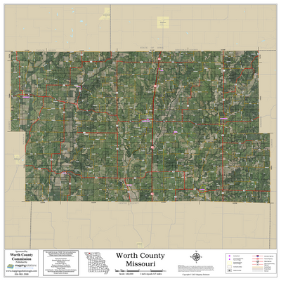 Worth County Missouri 2026 Aerial Wall Map
