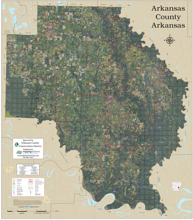 Arkansas County Arkansas 2026 Aerial Wall Map