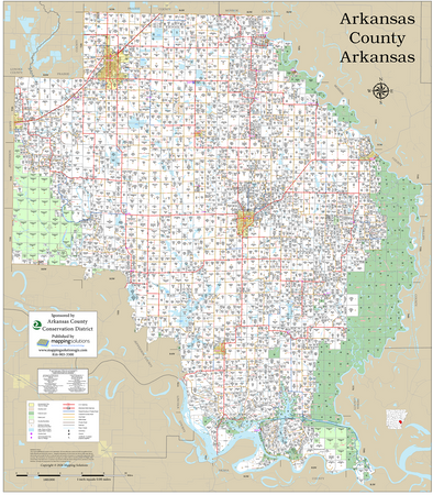 Arkansas County Arkansas 2026 Wall Map