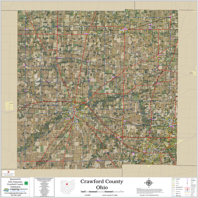 Crawford County Ohio 2026 Aerial Wall Map
