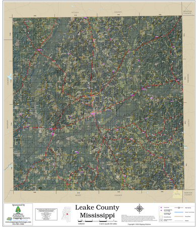 Leake County Mississippi 2026 Aerial Wall Map