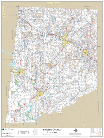 Pickens County Alabama 2026 Wall Map