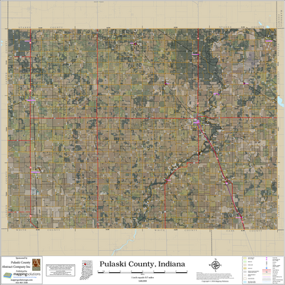 Pulaski County Indiana 2026 Aerial Wall Map