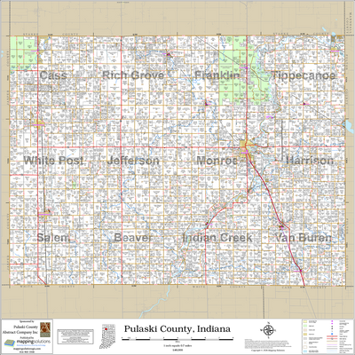 Pulaski County Indiana 2026 Wall Map