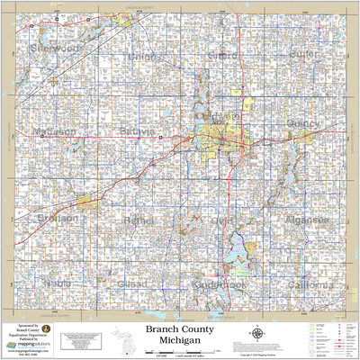 Branch County Michigan 2026 Wall Map