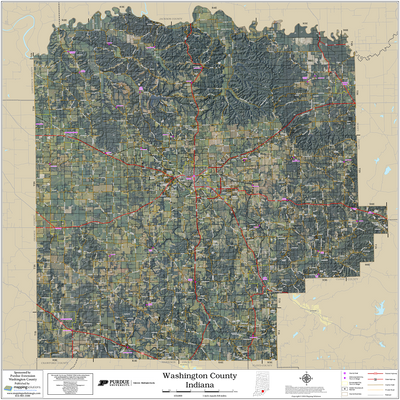 Washington County Indiana 2026 Aerial Wall Map