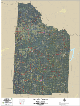 Nevada County Arkansas 2026 Aerial Wall Map