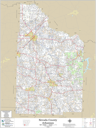 Nevada County Arkansas 2026 Wall Map
