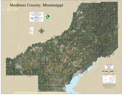 Madison County Mississippi 2025 Aerial Wall Map