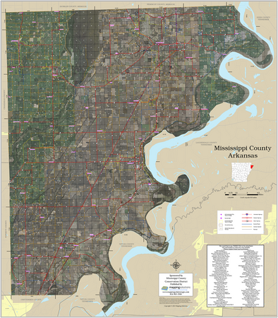Mississippi County Arkansas 2026 Aerial Wall Map