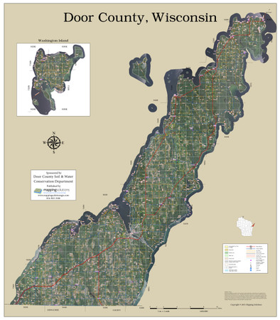 Door County Wisconsin 2022 Aerial Wall Map