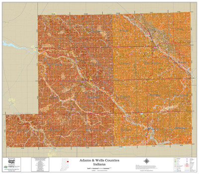 Adams-Wells Counties Indiana 2024 Soils Wall Map