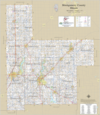 Montgomery County Illinois 2027 Wall Map