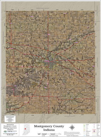 Montgomery County Indiana 2025 Aerial Wall Map