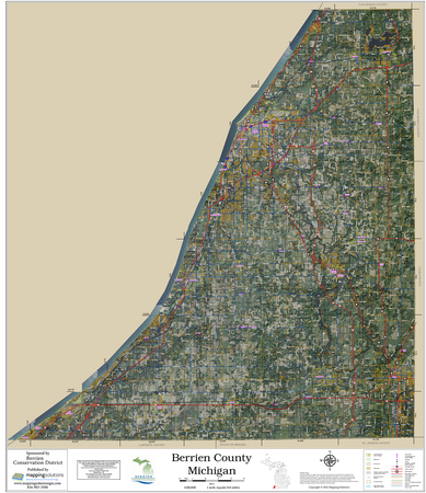 Berrien County Michigan 2026 Aerial Wall Map