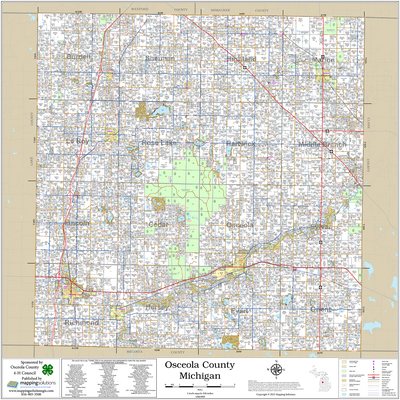 Osceola County Michigan 2026 Wall Map