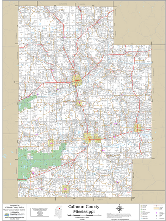 Calhoun County Mississippi 2025 Wall Map