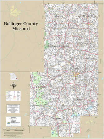 Bollinger County Missouri 2026 Wall Map