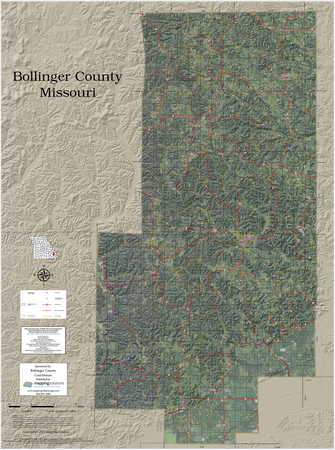 Bollinger  County Missouri 2026 Aerial Wall Map