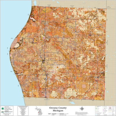 Oceana County Michigan 2026 Soils Wall Map