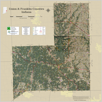 Union-Franklin Counties Indiana 2026 Aerial Wall Map