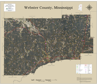 Webster County Mississippi 2026 Aerial Wall Map