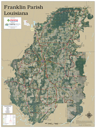 Franklin Parish Louisiana 2023 Aerial Wall Map