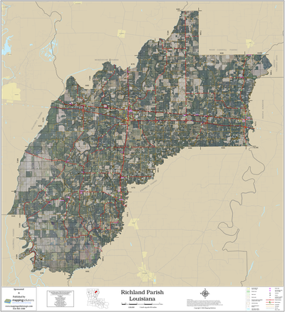 Richland Parish Louisiana 2026 Aerial Wall Map