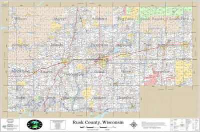 Rusk County Wisconsin 2026 Wall Map
