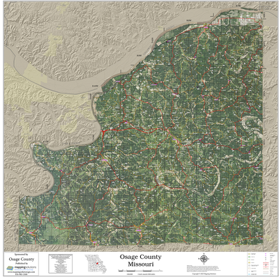 Osage County Missouri 2026 Aerial Wall Map