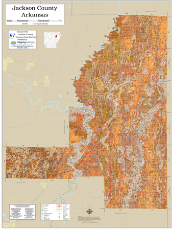 Jackson County Arkansas 2026 Soils Wall Map
