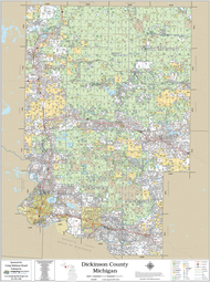 Dickinson County Michigan 2024 Wall Map | Mapping Solutions