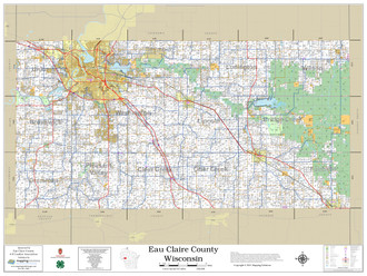 Eau Claire County Plat Map Eau Claire County Wisconsin 2021 Wall Map | Mapping Solutions