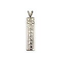 Sterling Silver Plumeria Raised Letter Name Vertical Pendant
