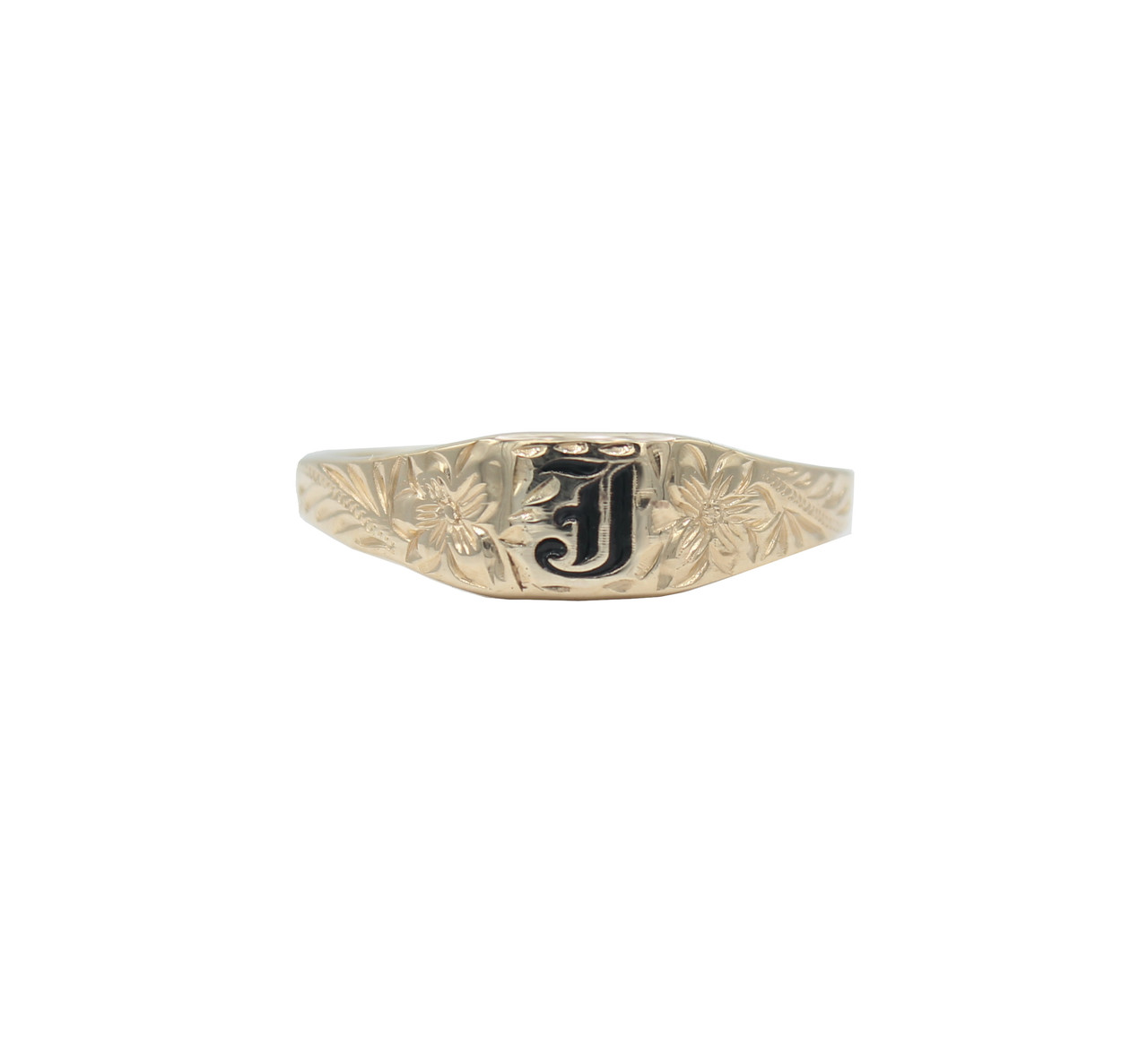 6mm Square Initial Signet Ring