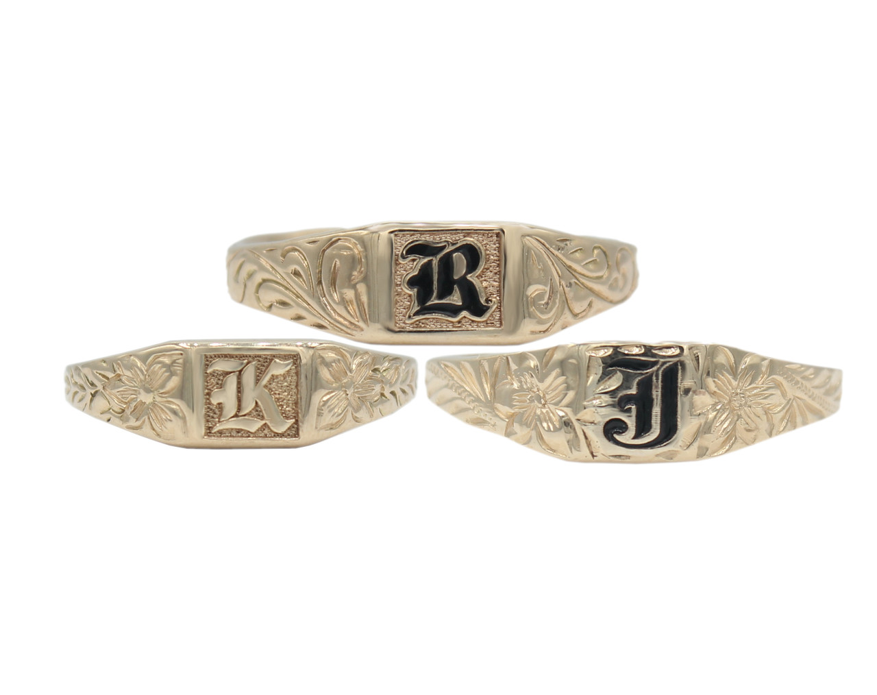 6mm Square Initial Signet Ring