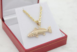 14k Gold Redfish Pendant, Red Fish