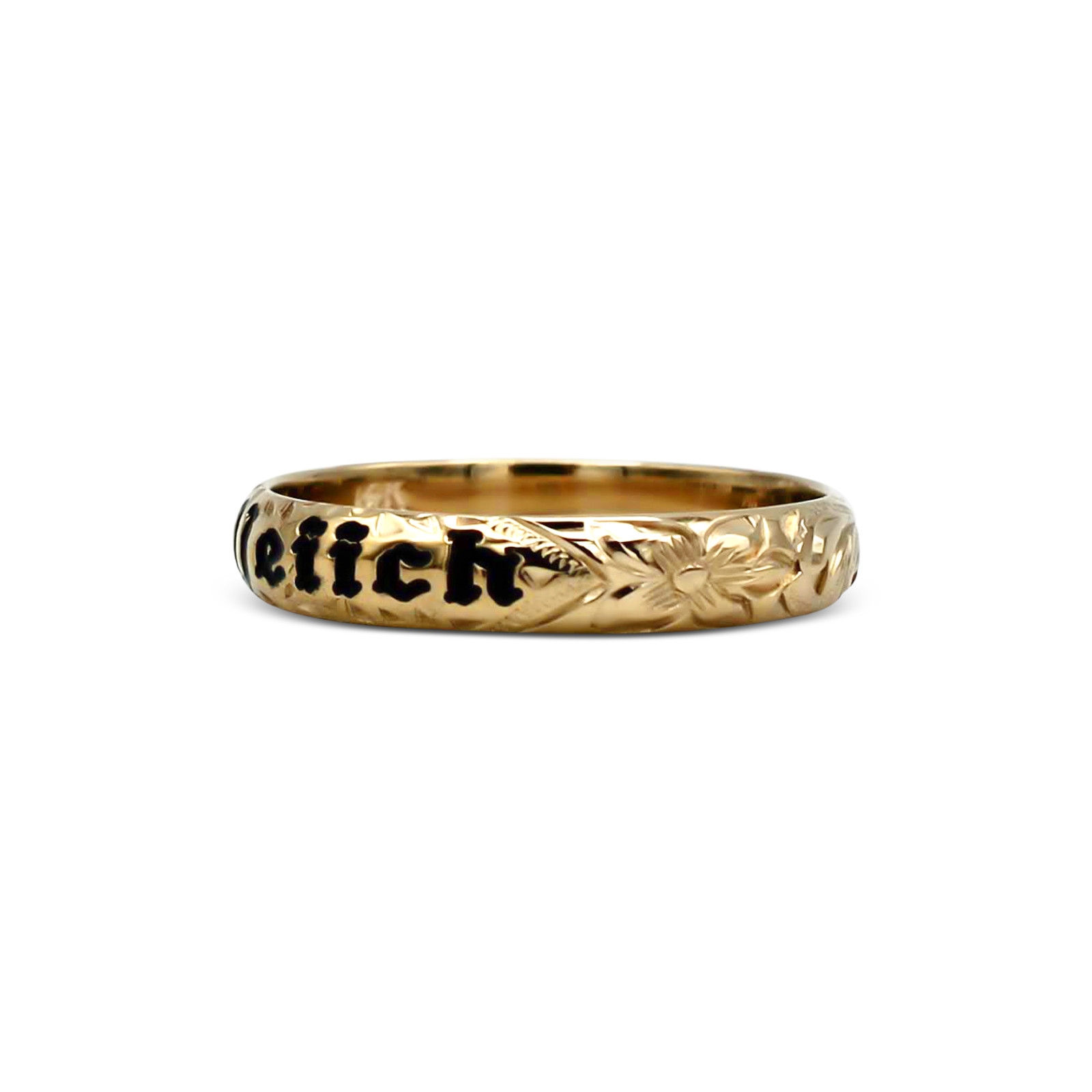 Fancy Scroll Enamel Name Ring