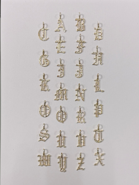 Diamond Old English Initial Pendants (Lab Grown) Diamond Old English Initial Pendants (Lab Grown)