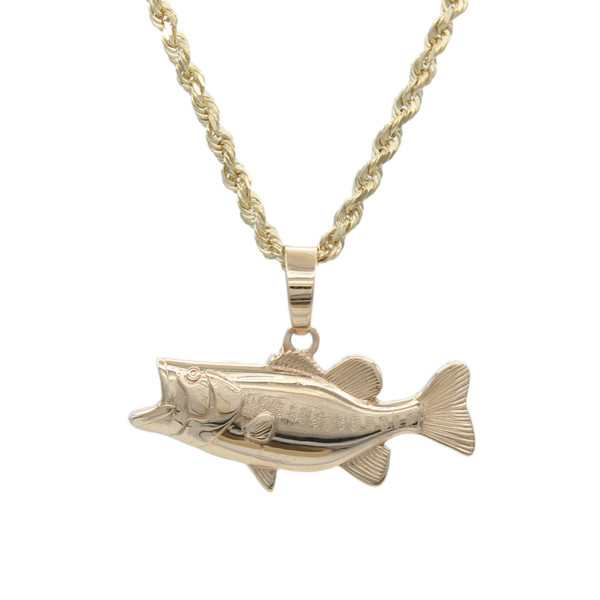 Diamond Eye 14k Yellow Gold Large Mouth Bass