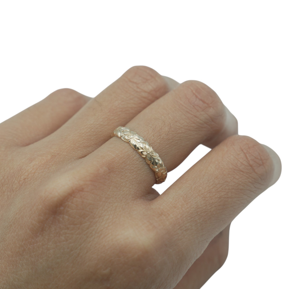 4mm Plumeria Scalloped Edge Ring