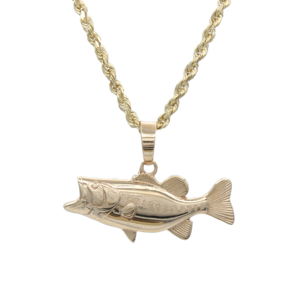 Diamond Eye 14k Yellow Gold Large Mouth Bass